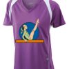  James & Nicholson Ladies' Running-T (paars/wit) Thumbnail