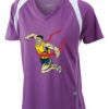  James & Nicholson Ladies' Running-T (paars/wit) Thumbnail
