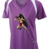  James & Nicholson Ladies' Running-T (paars/wit) Thumbnail