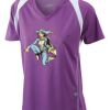  James & Nicholson Ladies' Running-T (paars/wit) Thumbnail