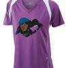  James & Nicholson Ladies' Running-T (paars/wit) Thumbnail