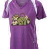  James & Nicholson Ladies' Running-T (paars/wit) Thumbnail