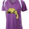 James & Nicholson Ladies' Running-T (paars/wit) Thumbnail