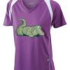  James & Nicholson Ladies' Running-T (paars/wit) Thumbnail