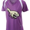  James & Nicholson Ladies' Running-T (paars/wit) Thumbnail