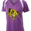  James & Nicholson Ladies' Running-T (paars/wit) Thumbnail