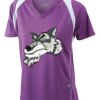  James & Nicholson Ladies' Running-T (paars/wit) Thumbnail