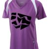  James & Nicholson Ladies' Running-T (paars/wit) Thumbnail