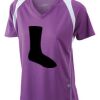  James & Nicholson Ladies' Running-T (paars/wit) Thumbnail