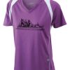  James & Nicholson Ladies' Running-T (paars/wit) Thumbnail