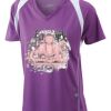  James & Nicholson Ladies' Running-T (paars/wit) Thumbnail